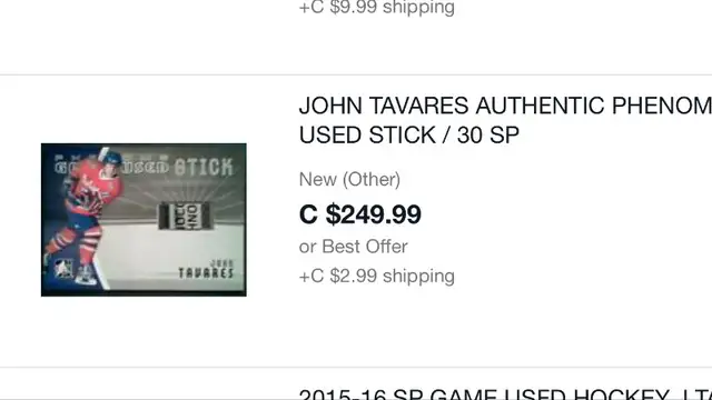 John Tavares Game Used Stick Hockey Card in Arts & Collectibles in Mississauga / Peel Region - Image 4
