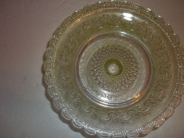 Depression glass cake pedestal dish in Arts & Collectibles in Chatham-Kent