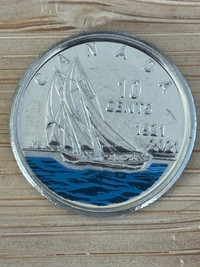 2021 Canadian 10 cent Bluenose Colour 