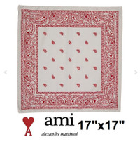 AMI ALEXANDRE MATTIUSSI BANDANA - 17" X 17" - RED/WHITE- NEW