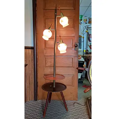 VINTAGE POLE LAMP w TABLE- MID CENTURY MODERN- HARD TO FIND, View more