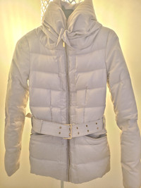 Zaras womens winter/fall down puffer with belt XS for sale!