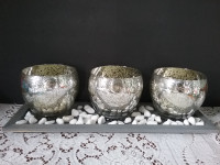 Flickering Candles (3 Pcs) With Tray
