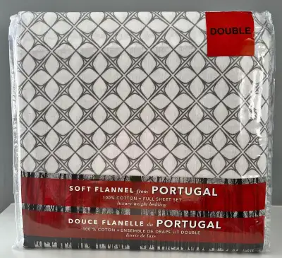 NEW 4-Piece 100% Cotton Sheet Set - Grey & White - DOUBLE, View more