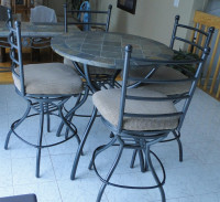 Tables et chaises Ashley en ardoise/métal, ensemble 8 morceaux