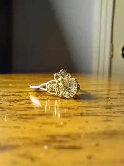 Celtic Crown Moissanite Engagement Ring 18K White Gold, View more