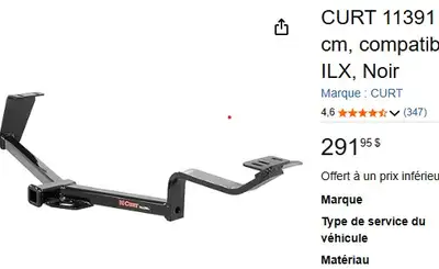 Class 1 Trailer Hitch, 1-1/4-Inch Receiver, Compatible with Select Honda Civic, Acura CSX, ILX, Blac...