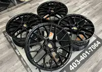 20"P04 Gloss Black STAGGERED Wheels 5x112 - Porsche Macan