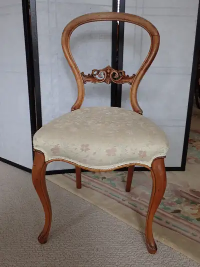 ANTIQUE dining chair,balloon back, one, 19th Century,carving, View more