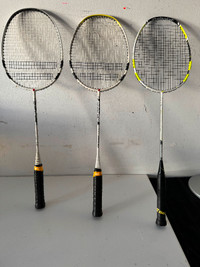 TWO BABOLAT BADMINTON RACKETS, WITH COVERS, LIKE NEW CONDITION,