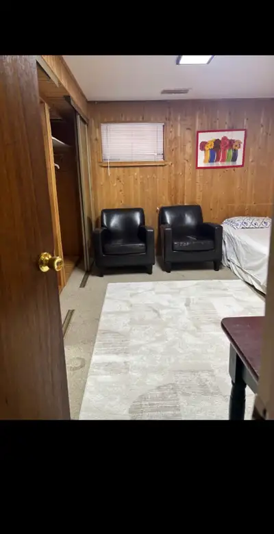Furnished 1 private bedroom in basement for rent for $650 available from 1st December 2026. Parking...