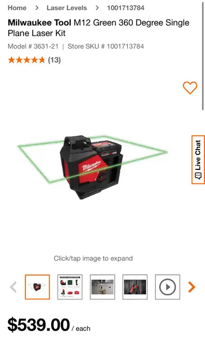 Milwaukee laser green battery charger new, View more