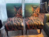 2 Design Art ® "Leopard" Upholstered Slipper Accent Chairs (will