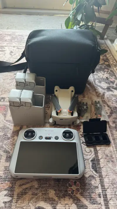 Hello, I have a DJI Mini 3 Pro drone kit for sale. It comes with the RC controller with screen, 5 ba...