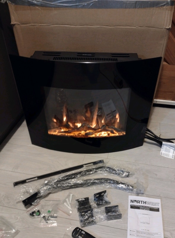 Curved Electric Wall Mount/Free Standing Electric Fireplace Fireplace & Firewood Cambridge