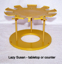 Vintage Lazy Susan, 2 tier turntable, plastic, yellow, working