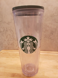 Starbucks Cold Cup Clear Venti Tumbler Traveler with two lids 
