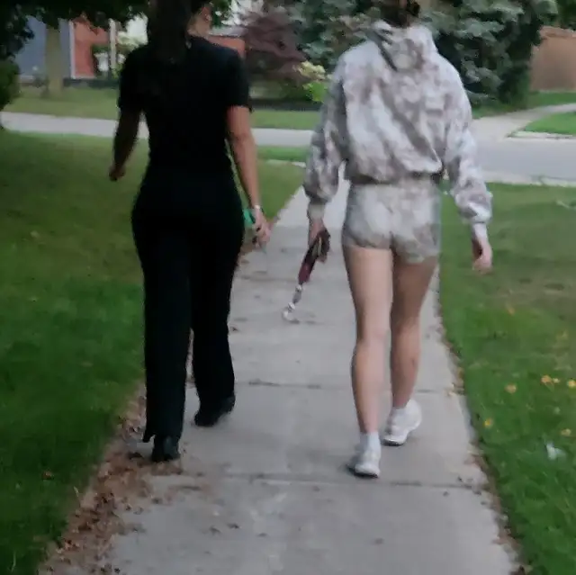 Indian Girl/White Girl Friends Walking Near Meadowvale Village