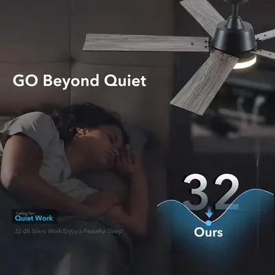 52" Black Ceiling Fan with Light & Remote (Lights On, No Remote, View more