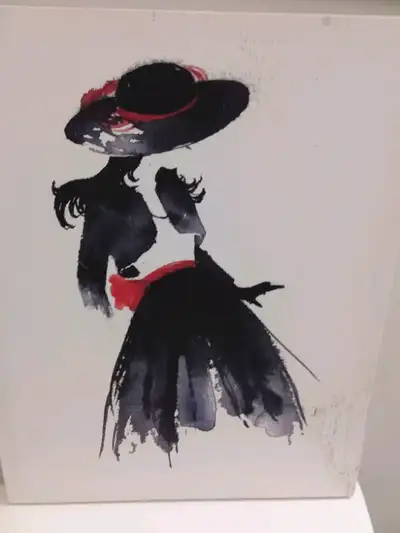 Diva Picture - Lady with large Hat and black & red dress, View more