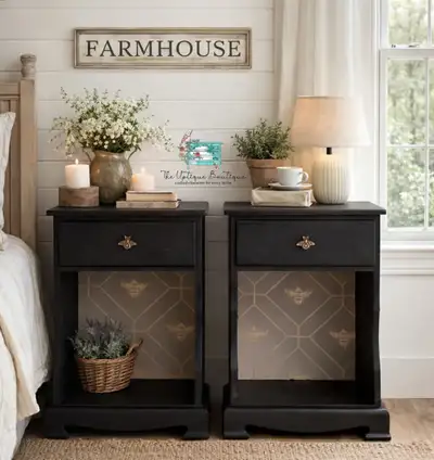 Cottage chic solid wood tall nightshades side tables, View more