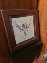 Burgandy framed Picture with saying