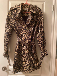 Joan Rivers leopard print trench coat. Size L.