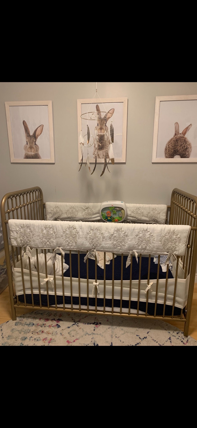 Monarch Hill Gold Metal Baby Crib with extras | Cribs | Oshawa / Durham  Region | Kijiji