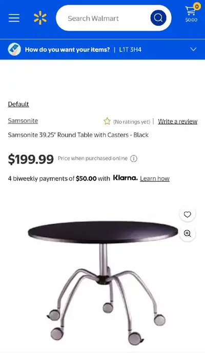 Round table Samsonite 39.25" Round Table with Caste, View more