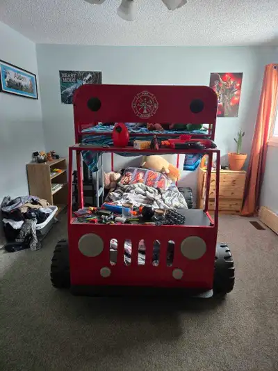 Fire truck theme bunk bed for sale, View more