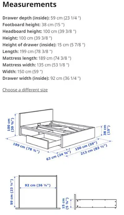 IKEA MALM High bed frame/2 storage boxes, black-brown/Luröy, Full Very new! I bought it 5 months ago. 