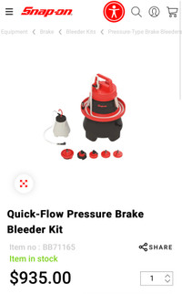 Snap-On pressure brake bleeder kit