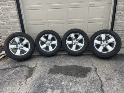 OEM 5x139.7 20x8 Ram 1500 classic Chrome cladding wheels TPMS 275/60/20 Goodyear wrangler SRA Lots o...