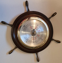 Vintage Precision Instrument Nautical Ship Wheel Barometer