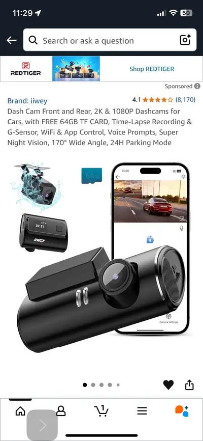 2K+1080P Dual Dash Cam】Universal dashcams for cars with 2K UHD front cam and FHD 1080P rear cam. Cap...