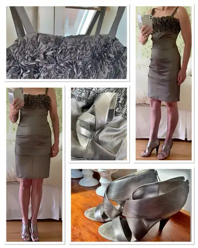 ⭐️Gorgeous pewter dress & matching leather Marc Fisher shoes, View more