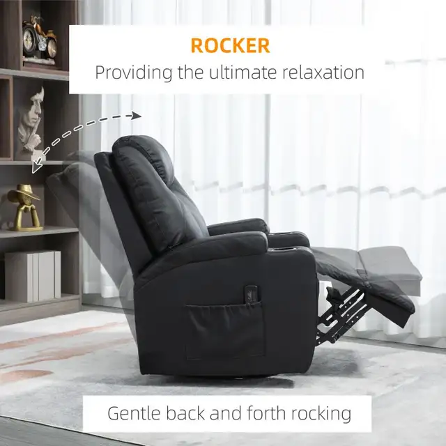 Rocking Massage Recliner Chair, Swivel Nursery Rocker Chair in Chairs & Recliners in Markham / York Region - Image 11