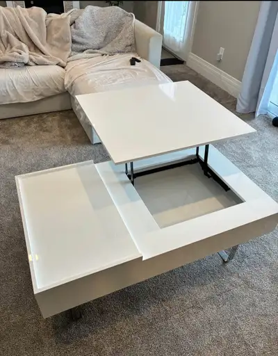 Structube EVO white lift‑top storage coffee table – high gloss,, View more