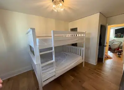 White Twin Twin Bunk Bed Solid Wood Kids Room Guest Bedroom Clea, View more