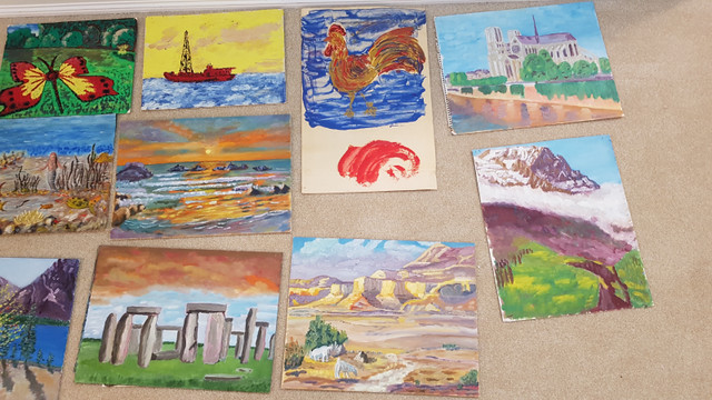 Fun Colours Oil Paintings on Paper, Canvas or Wood - $1 Each in Arts & Collectibles in Edmonton - Image 4