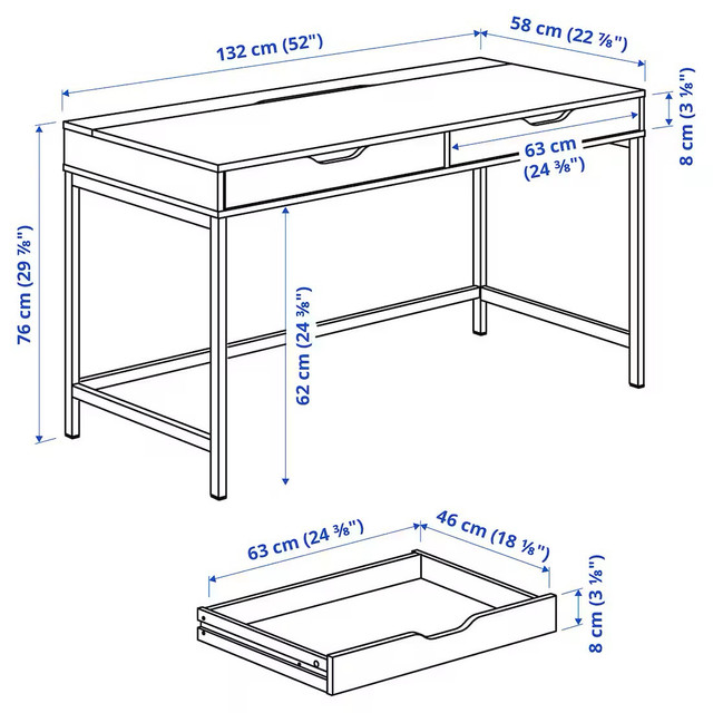 IKEA ALEX 52” Desk and ALEX Drawer Unit in Desks in Richmond - Image 4