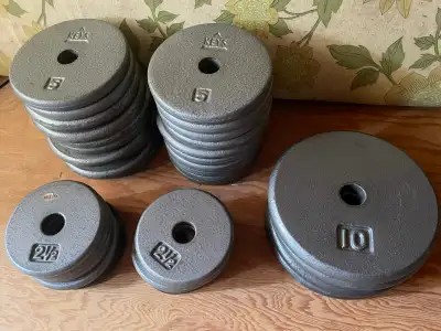 Standard weight lifting plates $1 per pound, View more