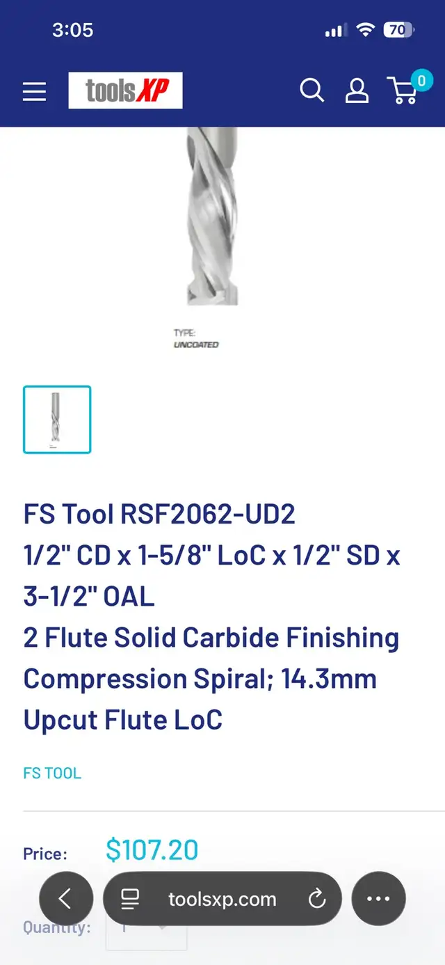 FS Tool RSF2062-UD2 Compression Spiral Router Bit