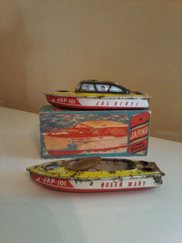 1950s tin toy steam boats made in India by Japind with box,works