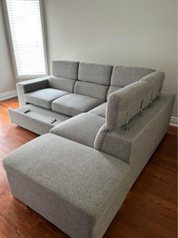 HILDA Sectional Pullout Sofa With Ottoman.