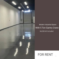 Warehouse Industrial Space for Rent with 5 Ton Gantry Crane