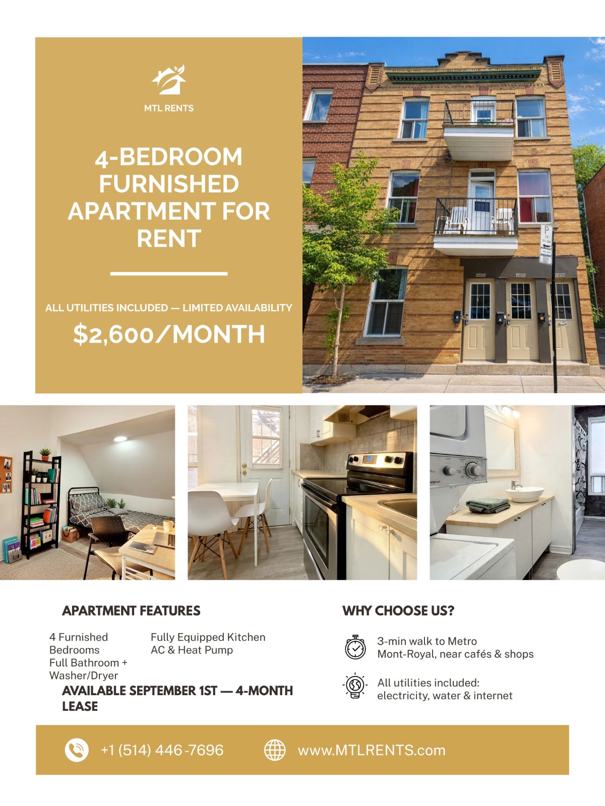 4 BEDROOM, 4 MONTH, STUDENTS, SEP 1st, FURNISHED, 3 MIN TO METRO — photo 1
