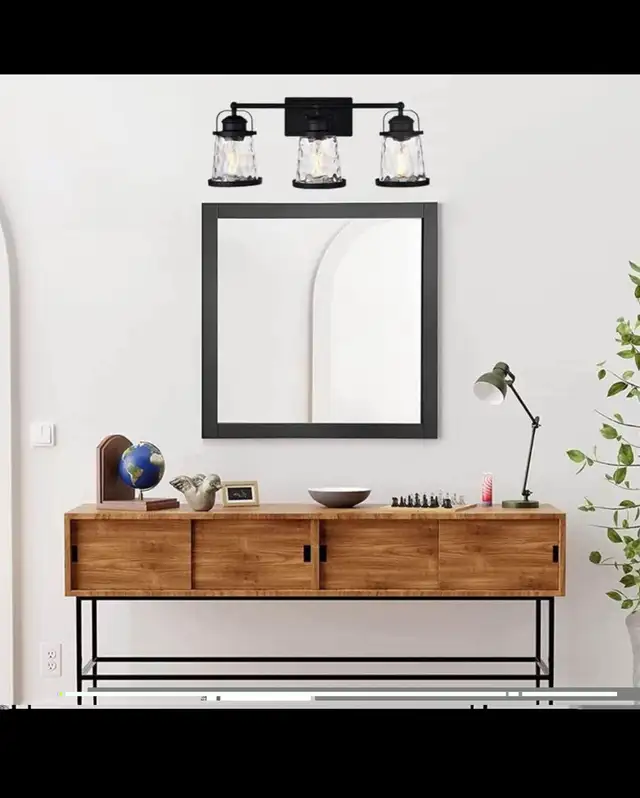 Bathroom Vanity Lights Black 3-Light Industrial Vintage Sconces  in Indoor Lighting & Fans in Hamilton - Image 3