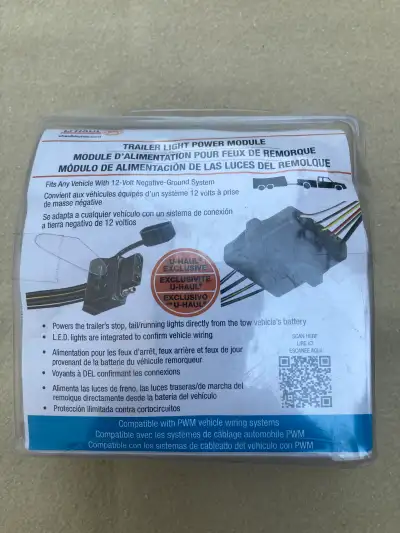U Haul Trailer Light Power Module, 14494, Flat 4 connector, powers lights directly from tow vehicles...
