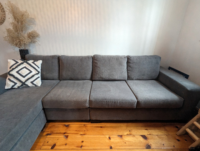Sofa sectionnel et causeuse 2 morceaux - Sofa gris dans Sofas et futons  à Saint-Jean-sur-Richelieu - Image 2